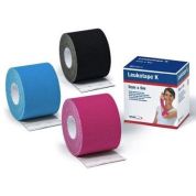 Benda adesiva leukotape k per taping fisioterapico larghezza 5 cm lunghezza 5 m colore nero in rotol