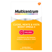 Multicentrum Cuore Mente e Vista Boost Omega 3 Integratore Alimentare EPA e DHA 60 Mini Perle